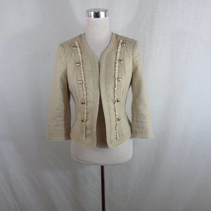 White House Black Market Cream Structured Military-Style Jacket
